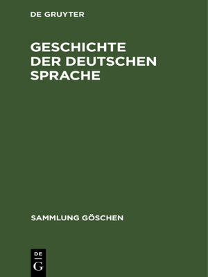 cover image of Geschichte der deutschen Sprache